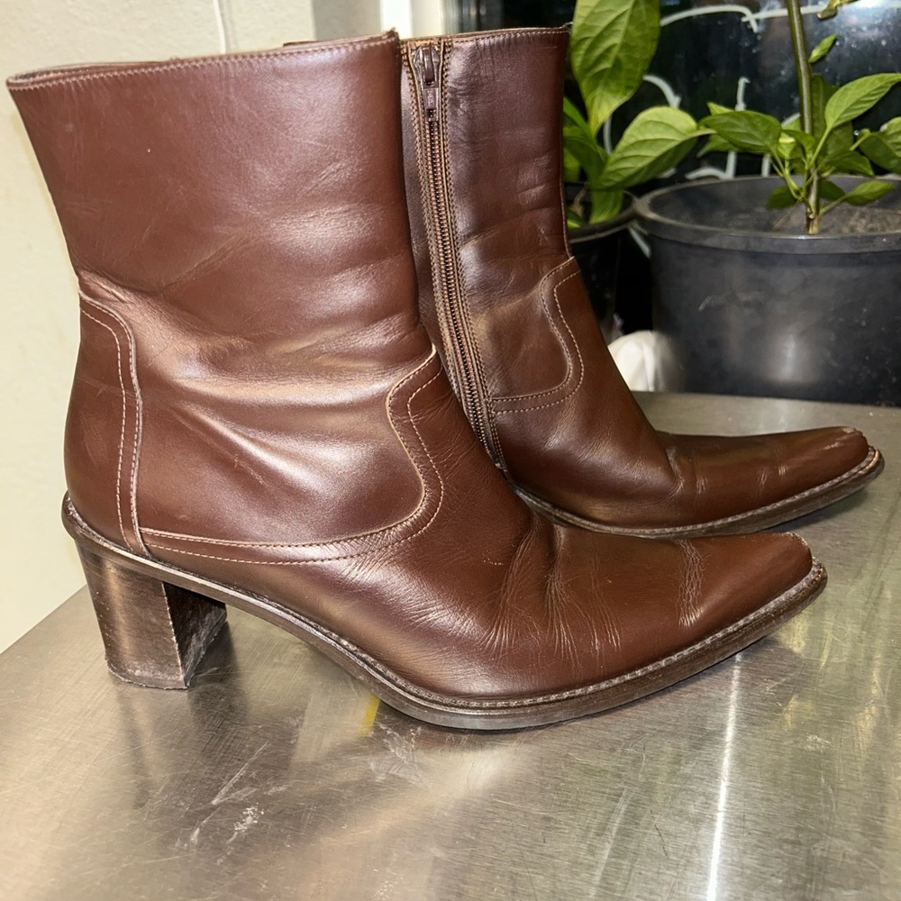 Arnold Churgin Brown Leather Ankle Boots Size 37  or US size 6.5